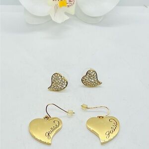 Brand new, Guess Gold ToneHeart Earrings Set of 2